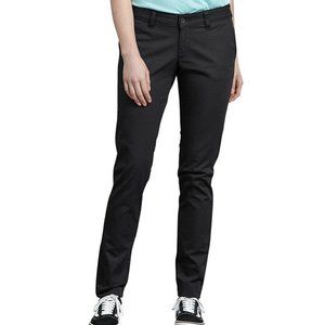 New Dickies Women's Mid-Rise Skinny Fit Stretch Twill Pants Rinsed Black 2 Reg